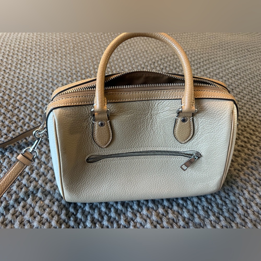 Coach Pebbled Leather Rowan Satchel in Taupe/Beige - Picture 7 of 12